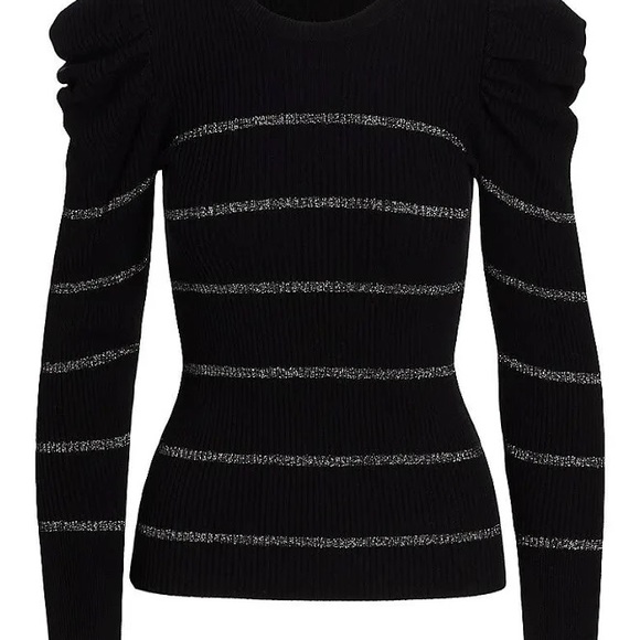 7 For All Mankind Puff Sleeve Rib Sweater Medium BNWT - Picture 2 of 9